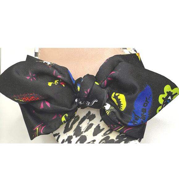 Betsey Johnson Wedge Espadrilles Rainbow Black Jute Bow & Ankle Strap - Picture 8 of 14